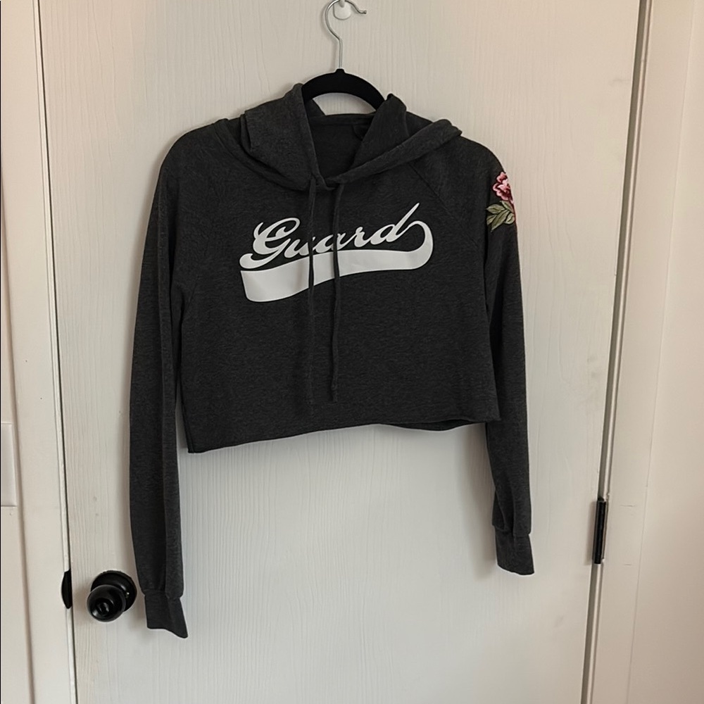 Gray Women's Hoodie with Floral Detail